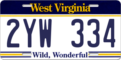WV license plate 2YW334