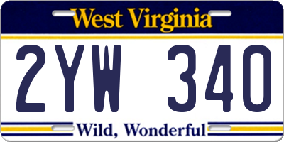 WV license plate 2YW340