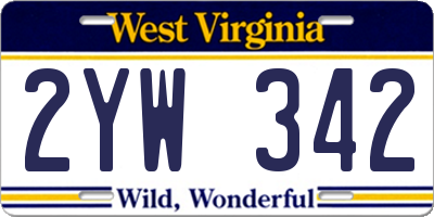 WV license plate 2YW342