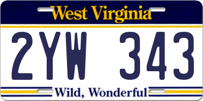 WV license plate 2YW343