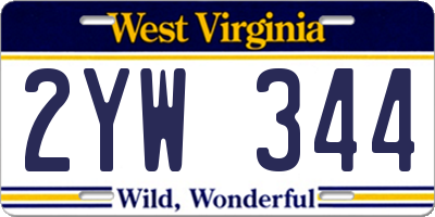 WV license plate 2YW344