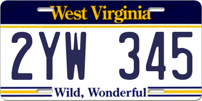 WV license plate 2YW345