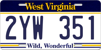 WV license plate 2YW351