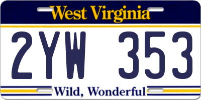 WV license plate 2YW353
