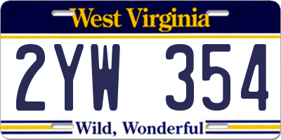 WV license plate 2YW354