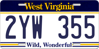 WV license plate 2YW355