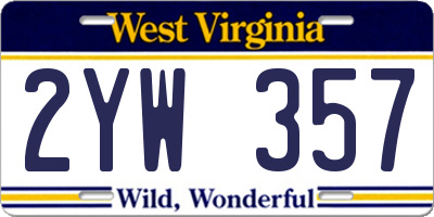 WV license plate 2YW357