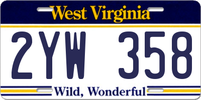 WV license plate 2YW358