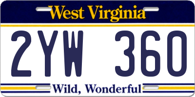 WV license plate 2YW360