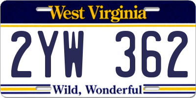 WV license plate 2YW362