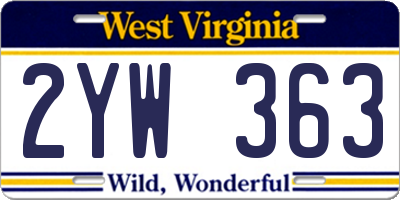 WV license plate 2YW363