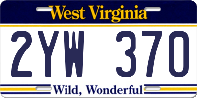 WV license plate 2YW370