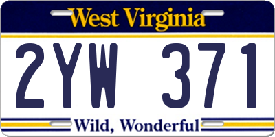WV license plate 2YW371