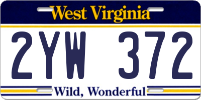 WV license plate 2YW372