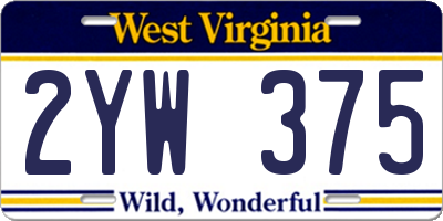 WV license plate 2YW375