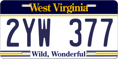 WV license plate 2YW377