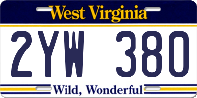WV license plate 2YW380