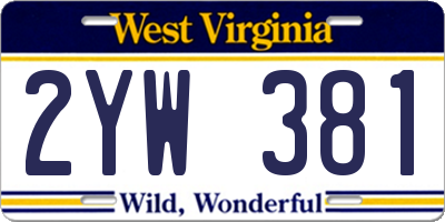 WV license plate 2YW381