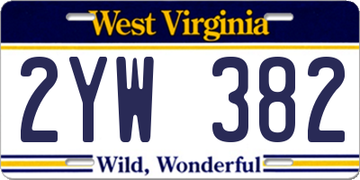 WV license plate 2YW382