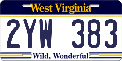 WV license plate 2YW383