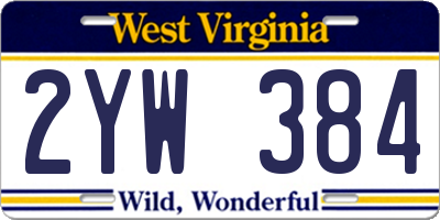 WV license plate 2YW384