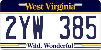 WV license plate 2YW385