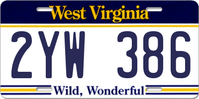 WV license plate 2YW386