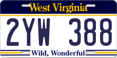WV license plate 2YW388