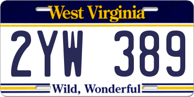 WV license plate 2YW389