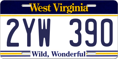WV license plate 2YW390