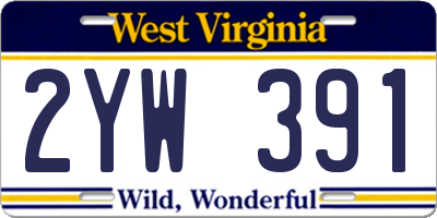 WV license plate 2YW391