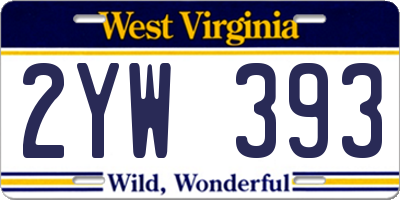 WV license plate 2YW393