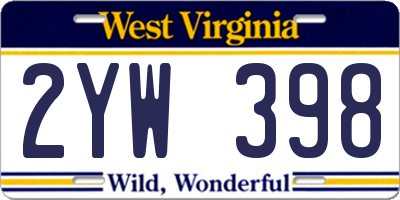 WV license plate 2YW398