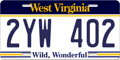 WV license plate 2YW402