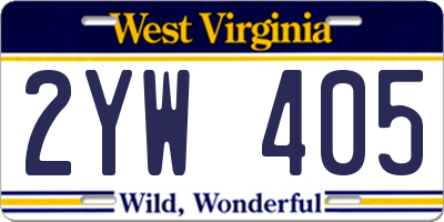 WV license plate 2YW405
