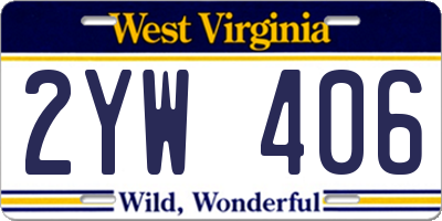 WV license plate 2YW406