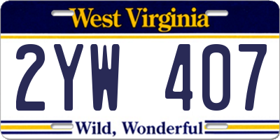 WV license plate 2YW407