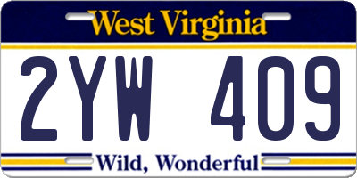 WV license plate 2YW409