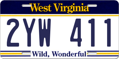 WV license plate 2YW411