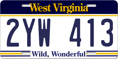 WV license plate 2YW413