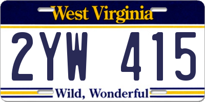 WV license plate 2YW415