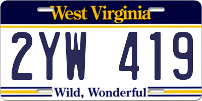 WV license plate 2YW419