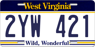 WV license plate 2YW421
