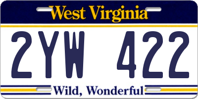 WV license plate 2YW422