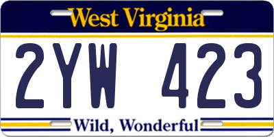 WV license plate 2YW423