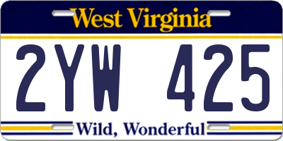 WV license plate 2YW425