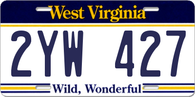 WV license plate 2YW427