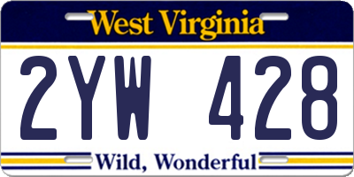 WV license plate 2YW428