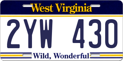 WV license plate 2YW430