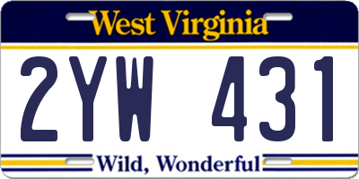 WV license plate 2YW431